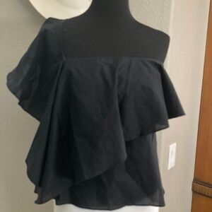 Milly Cascade top Black Cotton Size 8 NWT